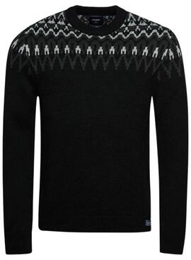 Pull Superdry Knitted Col rond Homme Noire