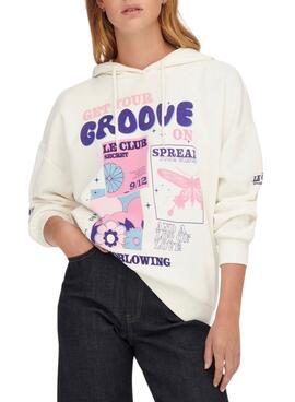 Sweat Only Fleur surdimensionnée pour Femme Blanc