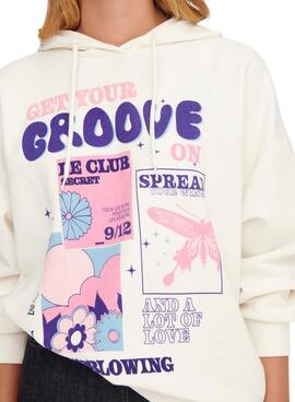 Sweat Only Fleur surdimensionnée pour Femme Blanc