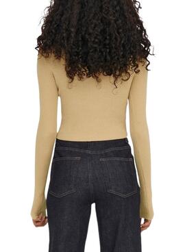 Pull Only Liza Peek a Boo pour Femme Beige