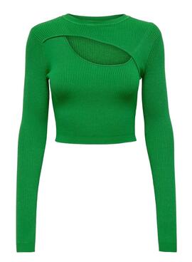 Pull Only Liza Peek a Boo pour Femme Vert