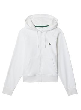 Sweat Lacoste Fermeture éclair pour Femme Blanc