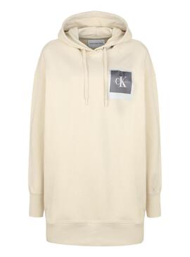 Sweat Calvin Klein Robe pour Femme Beige