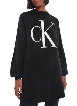 Pull Calvin Klein Chenille Suave Femme Noire