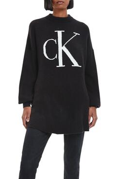Pull Calvin Klein Chenille Suave Femme Noire