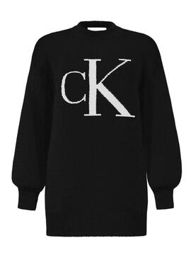 Pull Calvin Klein Chenille Suave Femme Noire