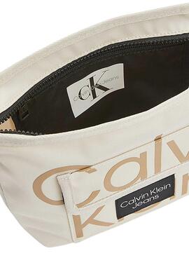 Sac à main Logo Calvin Klein Sac à Bandoulière pour Fille Beige