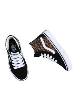 Baskets Vans Sk8 Hi Léopard pour Fille Noire