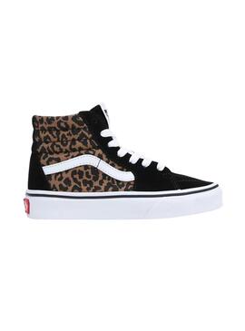 Baskets Vans Sk8 Hi Léopard pour Fille Noire