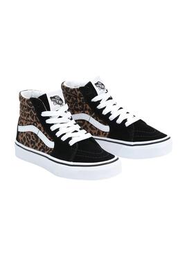 Baskets Vans Sk8 Hi Léopard pour Fille Noire