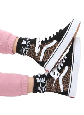 Baskets Vans Sk8 Hi Léopard pour Fille Noire