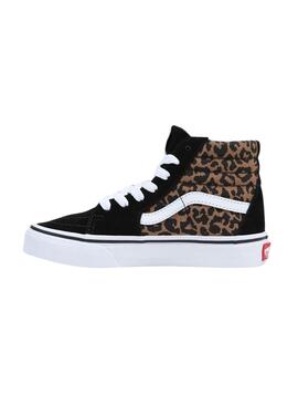 Baskets Vans Sk8 Hi Léopard pour Fille Noire