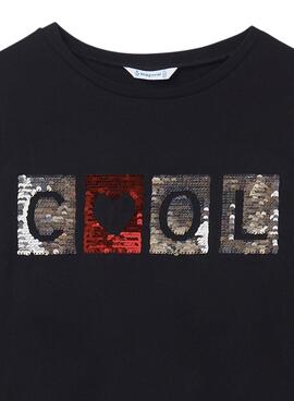 T-Shirt Mayoral Mensaje Cool pour Fille Noire