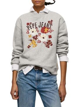 Sweat Pepe Jeans Logo Stéphanie pour Femme Gris