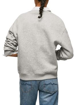 Sweat Pepe Jeans Logo Stéphanie pour Femme Gris