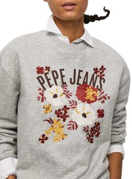 Sweat Pepe Jeans Logo Stéphanie pour Femme Gris