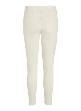 Jeans Vila Ana Skinnie Beige pour Femme