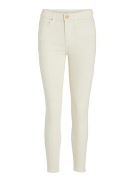 Jeans Vila Ana Skinnie Beige pour Femme