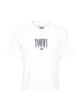 T-Shirt Tommy Jeans Broderie Blanc Femme