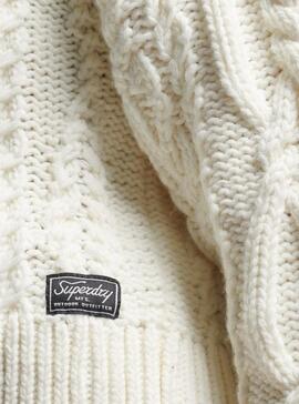 Pull Superdry Vintage Col haut Femme Blanc