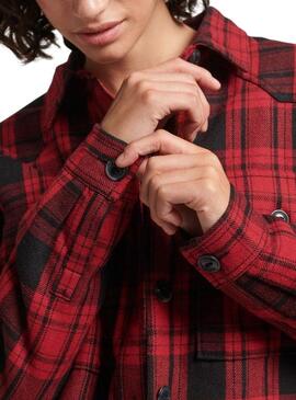 Surchemise Superdry Vintage Cadres Femme Rouge