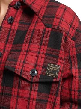 Surchemise Superdry Vintage Cadres Femme Rouge