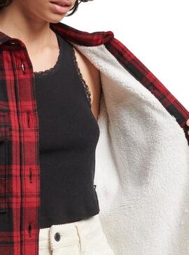 Surchemise Superdry Vintage Cadres Femme Rouge