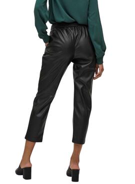 Pantalon Vila Vinille Similicuir pour Femme Noire
