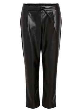 Pantalon Vila Vinille Similicuir pour Femme Noire