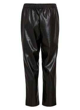 Pantalon Vila Vinille Similicuir pour Femme Noire