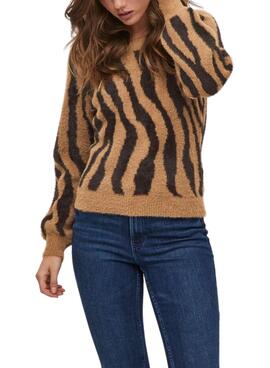 Pull Vila Bonjour Printed pour Femme Marron