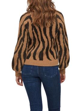 Pull Vila Bonjour Printed pour Femme Marron