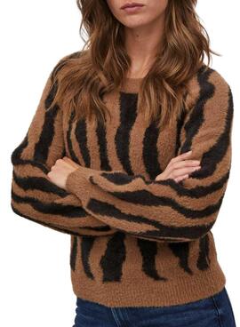 Pull Vila Bonjour Printed pour Femme Marron