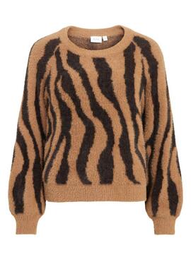 Pull Vila Bonjour Printed pour Femme Marron