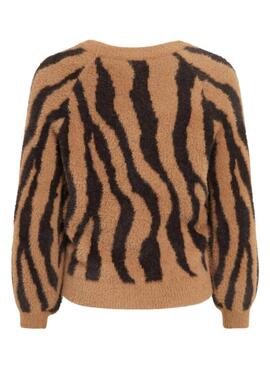 Pull Vila Bonjour Printed pour Femme Marron