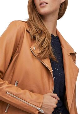 Veste Vila Cara Biker Marron pour Femme