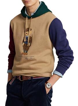 Sweat Polo Ralph Lauren Colorblock Homme Camel