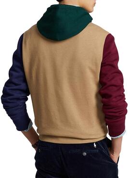 Sweat Polo Ralph Lauren Colorblock Homme Camel