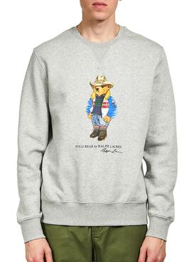 Sweat Polo Ralph Lauren Bear pour Homme Gris