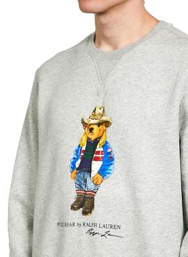 Sweat Polo Ralph Lauren Bear pour Homme Gris