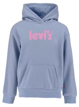 Sweat Levis Logotipo Capuche pour Fille Bleu