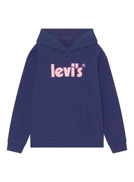 Sweat Levis Logotype Capuche pour Fille Bleu marine