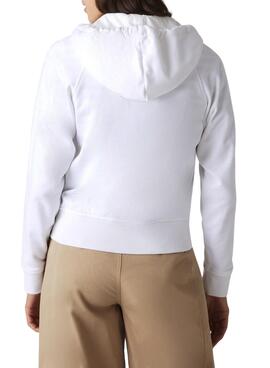 Sweat Lacoste Fermeture éclair pour Femme Blanc