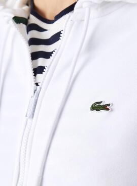 Sweat Lacoste Fermeture éclair pour Femme Blanc