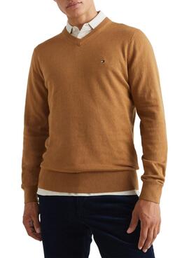 Pull Tommy Hilfiger Basic pour Homme Camel