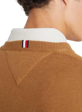 Pull Tommy Hilfiger Basic pour Homme Camel