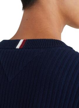 Pull Tommy Hilfiger Bandera pour Homme Bleu Marine