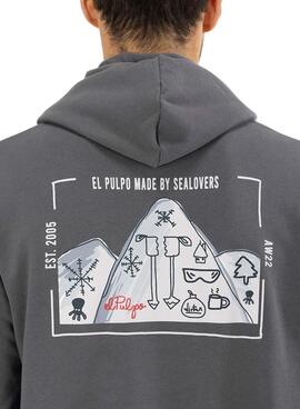 Sweat El Pulpo Forest Patch pour Homme Gris