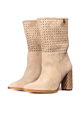 Boots Popa Lola Picado Beige pour Femme