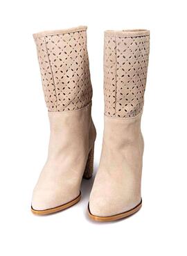 Boots Popa Lola Picado Beige pour Femme